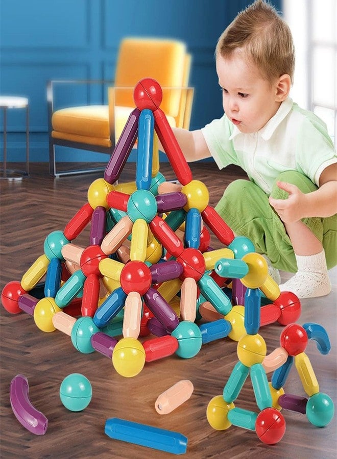 STOFFIER GARTEN Magnetic Building Blocks Game | Learning Sticks and Balls, Educational Activities Toys for Toddlers | Puzzle Gift for Baby Children (64 Pieces) - Image 5